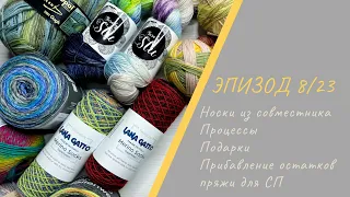 ЭПИЗОД 8/23 || Носки из совместника / Процессы / Подарки / Прибавление остатков пряжи для СП