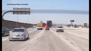 Dashcam video captures plane crash landing on California Freeway