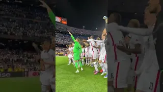 Eintracht Frankfurt players and fans still celebrating long after the final whistle 👏🦅