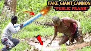 FAKE GIANT CANON "PUBLIC PRANK" | May tumalon sa putik 😂