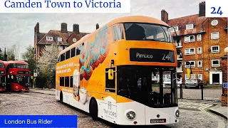 4K|London 🚌 Ride Camden-Victoria|Route 24.Angry Beggar bus-attacks!