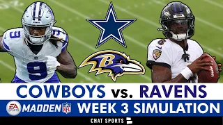 Cowboys vs. Ravens Madden Simulation In NFL Week 3 | Dak vs Lamar Jackson, Updated Madden 25 Rosters