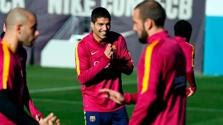 Entrenament del FC Barcelona previ al partit amb el Granada