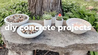 Easy DIY Concrete Projects | DIY Concrete Fire Bowl, DIY Concrete Outdoor Candle, DIY Planters