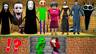 JJ and Mikey Hide From SCARY MONSTERS MISS T , Sister Madeline, SCREAM , KRASUE , Baldi EXE , Maizen