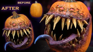 How to Carve a Foam Pumpkin DnD Mimic Tutorial - using a Craft Foam Pumpkin - EVA Foam - Foam Clay