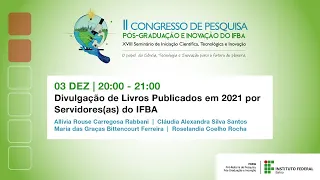 II CONGRESSO DA PRPGI - Divulgação de Livros Publicados em 2021 por Servidores(as) do IFBA