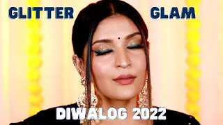 Easy & Quick Glitter Glam Makeup tutorial For Diwali | #Diwalog 2022 Day 5 | Shreya Jain
