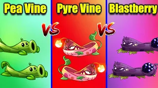 PvZ 2 | New Pea Vine vs Pyre Vine vs Blastberry Vine | Who Will Win?