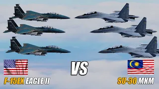 25x Malaysian SU-30 MKM vs 25x US F-15EX Eagle II - DCS WORLD