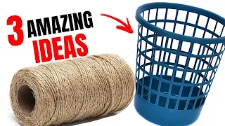 3 Amazing Ideas from broken bucket Jute Rope Craft Ideas