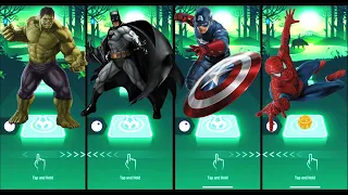 Hulk vs Spider-Man vs Batman vs Captain America | Tiles Hop EDM Rush