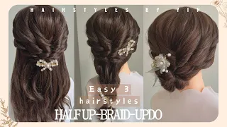 二股編髮變化出來的3種髮型～Easy hairstyles~half up-Braided-updo hairstyles No.73