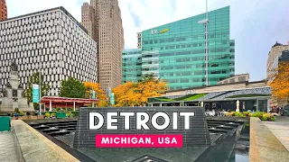Downtown Detroit, Michigan, USA 🇺🇸 - 4k - Virtual Walking Tour