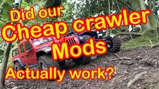 Will our cheap rock crawler mods really make any difference? Axial Capra, Gladiator, trails, hills