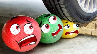 EXPERIMENT: CAR VS ORBEEZ STRESS BALL, EGGS - Crushing Crunchy & Soft Things by Car! | Woa Doodland
