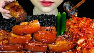 Braised Pork Belly, Homemade Kimchi, Seaweed * MUKBANG SOUNDS *