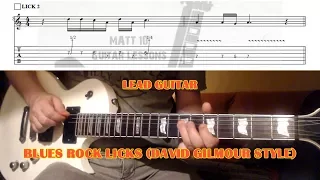 Blues Rock Pentatonic Licks (Gilmour Style) GUITAR LESSON with TAB