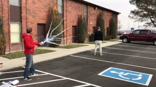 Shooting a NET LAUNCHER® (non-lethal immobilization device)