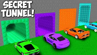What will HAPPEN TO SUPER CARS IN SECRET TUNNELS in Minecraft ? NEW SECRET PASSAGE ! #102