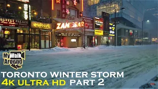 Winter storm downtown Toronto part 2 (walking tour in 4k)