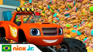 Blaze e os Monster Machines | O Esmagador cobre a Cidade Axle de BOLO | Nick Jr. em Português