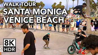 [8K HDR] Santa Monica Pier to Venice Beach Virtual Walk Tour with Amazing Skate Jump ending -  60fps