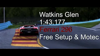 Ferrari 296 Watkins Glen 1:43.177 | Free Setup + Motec | ACC v1.9.5