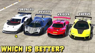 GTA 5 - TORERO XO vs KRIEGER vs DEVESTE EIGHT vs EMERUS - [ Track test included ]