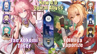 New 4.0 Spiral Abyss | Yae Kokomi Taser  & Yoimiya Yelan Vaporize | Floor 12 9 Stars | Genshin