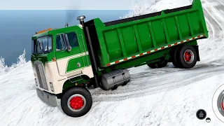 BeamNG Drive - 4x2 Cabover Dump Truck Winter Driving on the Small Island USA