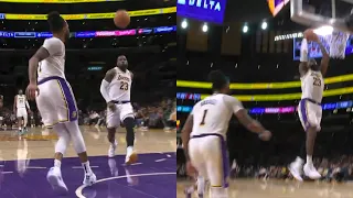 D'Angelo Russell bounce off the floor lob to LeBron James for dunk 🔥🔥