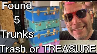 FOUND 5 TRUNKS trash or treasure? Bought an abandoned storage locker unit for $160