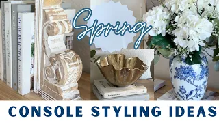 2024 CONSOLE TABLE STYLING FOR SPRING/SUMMER 5 different ways -Neutral Spring Decorating-Cottage