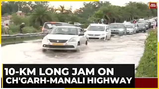 Chandigarh Witnesses Heavy Traffic Jam Due To Waterlogging On Roads