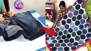 Old Jeans pant reuse into Carpet - home useful idea