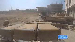 Syrian War - Syrian Army T72 Tank Nearly Damages Friendly BMP During Attack On Rebels