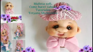 Muñeca con calzetin . Como hacer cabeza estilo soft  .Как сделать голову куклы в чулочной технике.1p