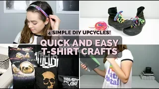 4 EASY T-SHIRT CRAFTS! || Fun and Quick Upcycling Ideas!