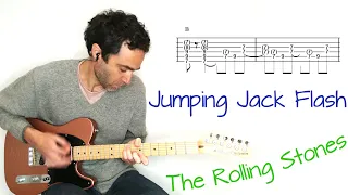 Rolling Stones - Jumping Jack Flash (in standard tuning) - Guitar lesson / tutorial / cover with tab