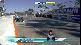 Formula E 2016.  Long Beach ePrix.  Nelson Piquet Jr Crash