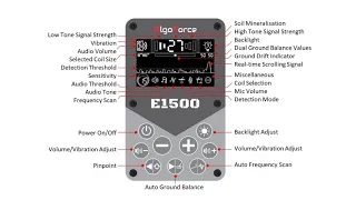 AlgoForce E1500 Gold Detector Features & Settings