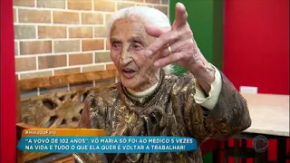 Aos 102 anos, vó Maria abre o coração e diz que sonha em voltar a trabalhar