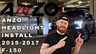 ANZO HEADLIGHT INSTALL ON 2015-2017 F-150: STEP BY STEP INSTRUCTIONS.