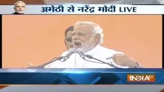 Watch Modi's fiery attack on Rahul, Sonia in Amethi Live on India TV