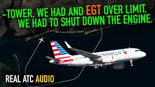 An OVERHEATED ENGINE Lead to Emergency Landing at JFK. American A319. REAL ATC