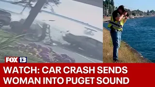 Video captures car crash that sent woman into Puget Sound | FOX 13 Seattle