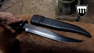 Forging a D guard bowie knife, part 5, making the scabbard.