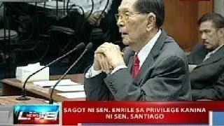 NTL : Sagot ni Sen. Enrile sa privilege speech kanina ni Sen. Santiago