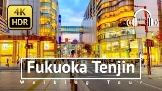 Biggest Shopping District in Kyusyu Region: Tenjin Walking Tour - Fukuoka Japan [4K/HDR/Binaural]